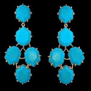 Kendra Scott Kat Gold Vintage Statement Earrings in Turquoise